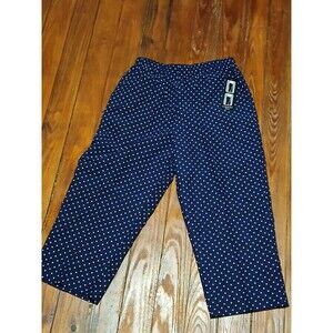 Kim Rogers Navy Blue White Polka Dot Capri pants  8 NWT